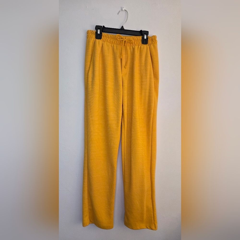 Zara Collection Woman Basic Cabaret Yellow Pant sz S Paperbag Drawstring Pockets